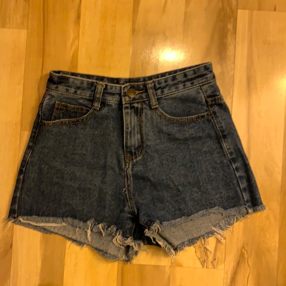 High-waisted denim shorts